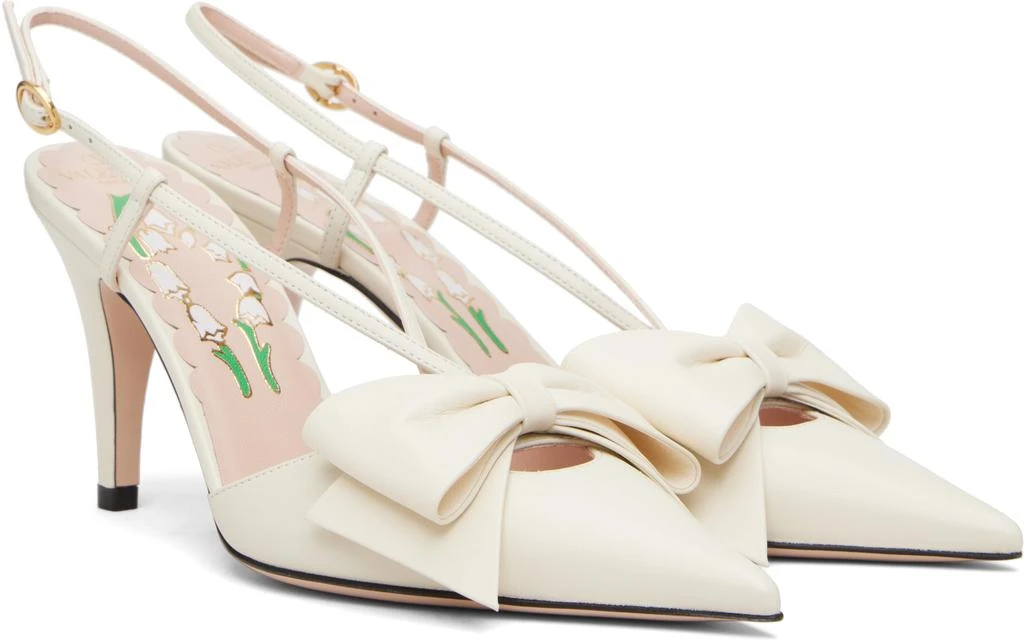 Valentino Off-White Bowow Slingback Kidskin Heels 4