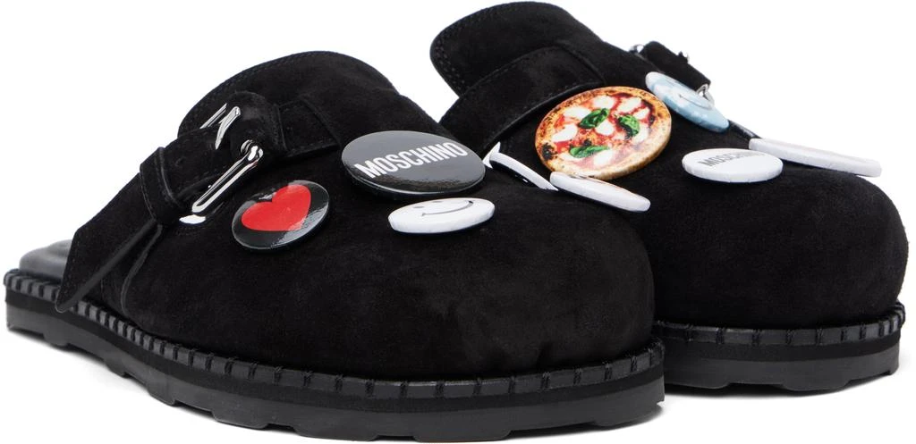Moschino Black Cow Suede Sporty Mules 4
