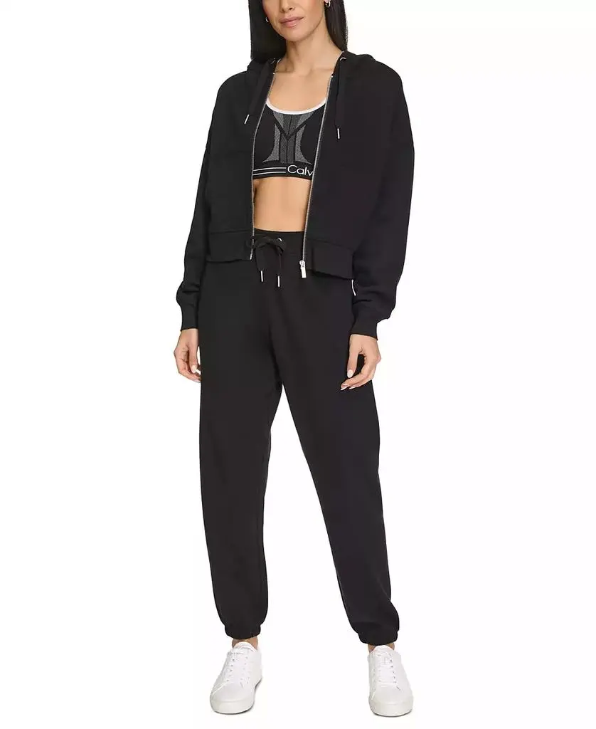 Calvin Klein Women's Fleece Crop Zip-Front Long-Sleeve Hoodie 2