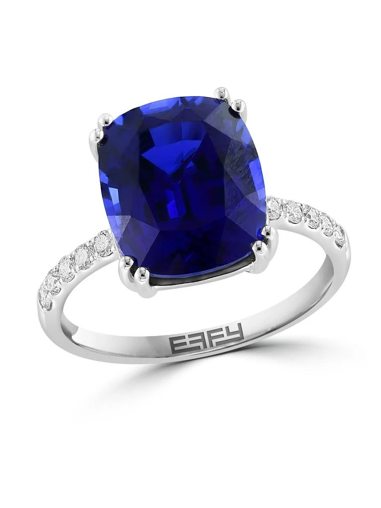 Effy 14K White Gold, Lab-Grown Sapphire 
0.2 TCW Lab-Grown Diamond Ring