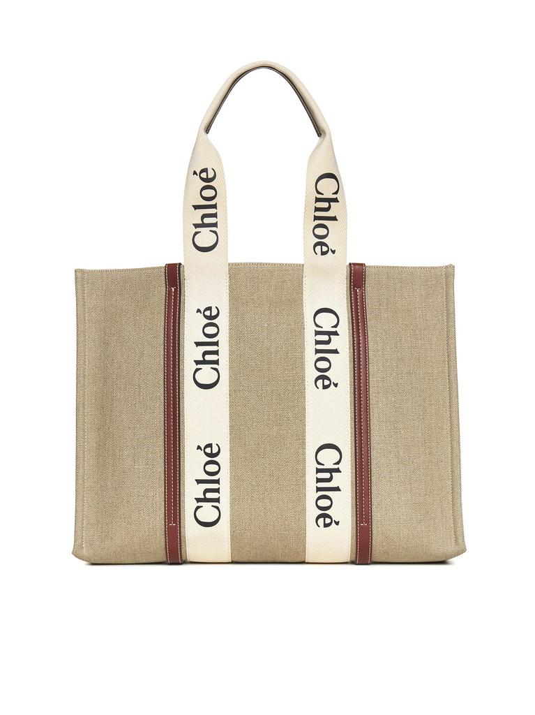 トートバッグ CHLOE Two-Tone Rubber And Leather Small Woody Shopping Bag Chloé TWO-TONE RUBBER AND LEATHER SMALL WOODY SHOPPING BAG