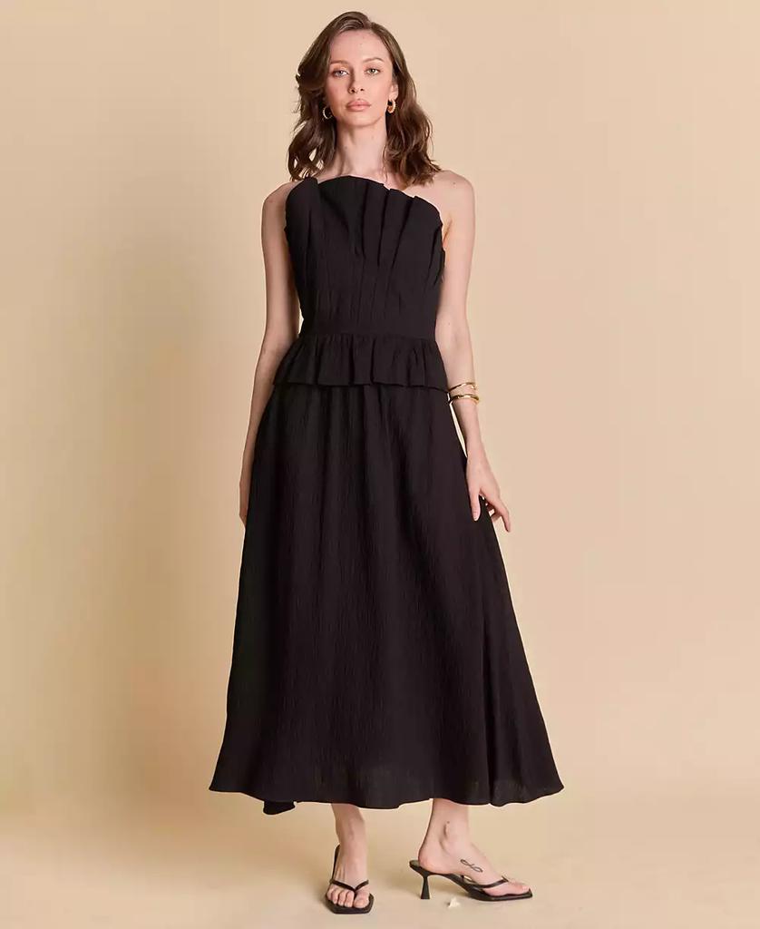 English Factory Women's Ruffled Strapless Midi Dress