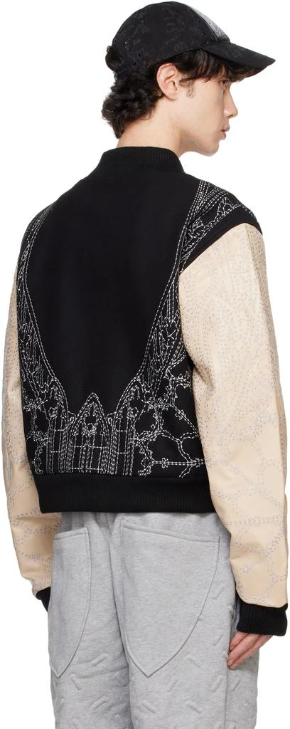 Who Decides War Black & Tan Notre Dame Varsity Leather Bomber Jacket 3