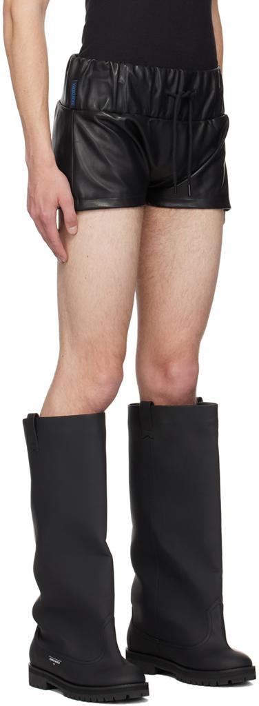 ANONYMOUS CLUB Black Drawstring Leather Shorts