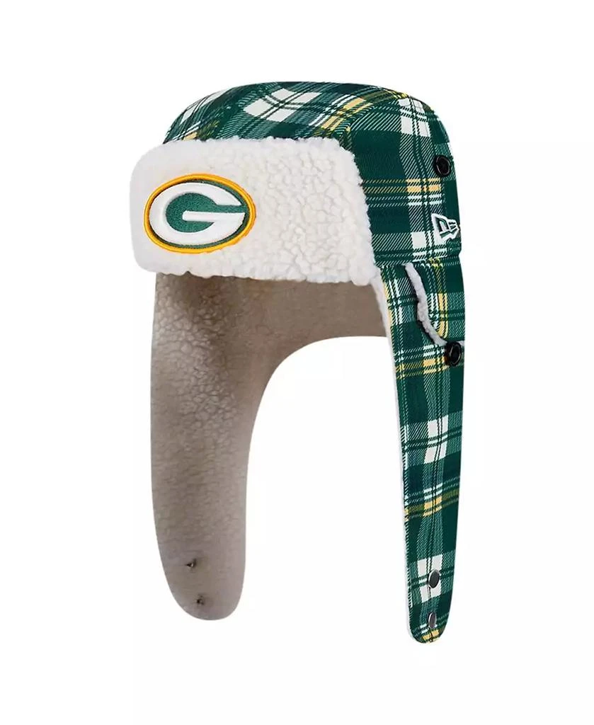 New Era Green Green Bay Packers Sideline Plaid Sherpa Trapper Hat 1