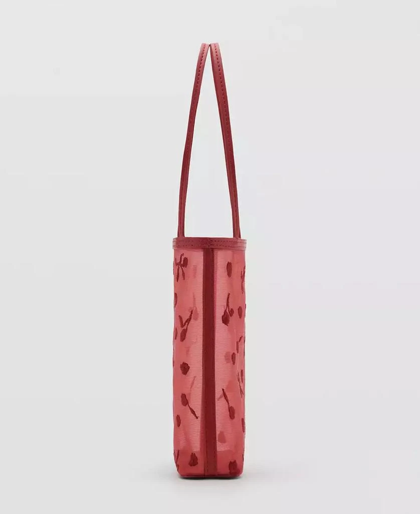 Mango Women's Flower-Embroidered Mesh Bag 4