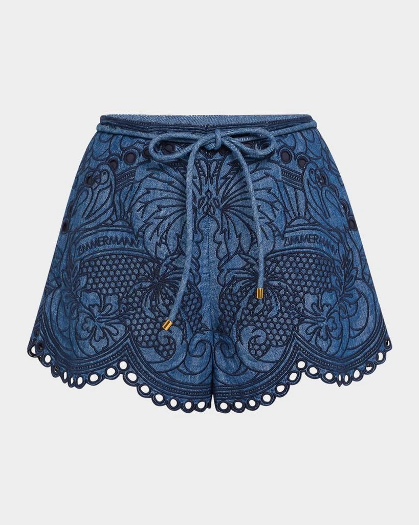 green emerald velvet dress ZIMMERMANN Coco Embroidered Denim Shorts