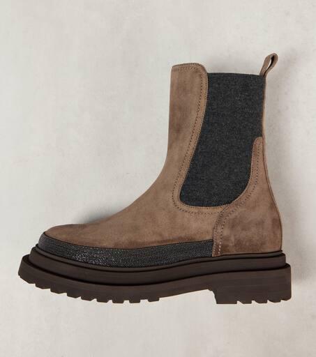 ショートブーツ・ブーティ Brunello Cucinelli Suede Chelsea Boots With Monili Brunello Cucinelli Monili Trim Chelsea Boot (Women) | Nordstrom