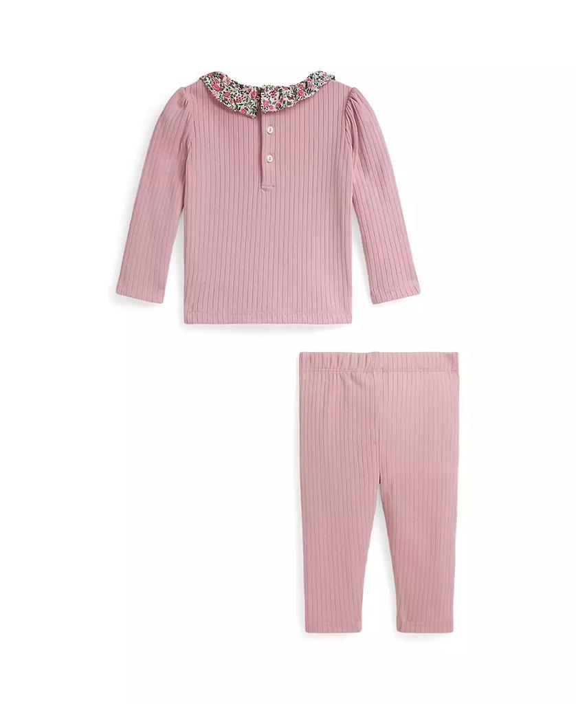 Ralph Lauren Baby Girls 2-Piece Rib-Knit Long Sleeve Top and Legging Set