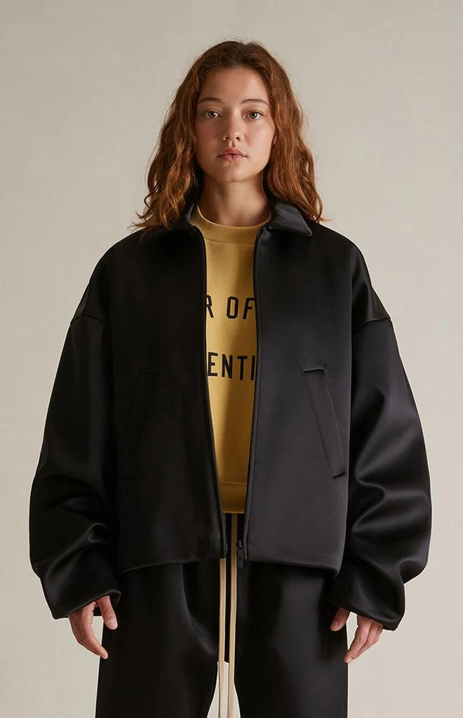 Essentials Women's Black Satin Bomber Jacket 2