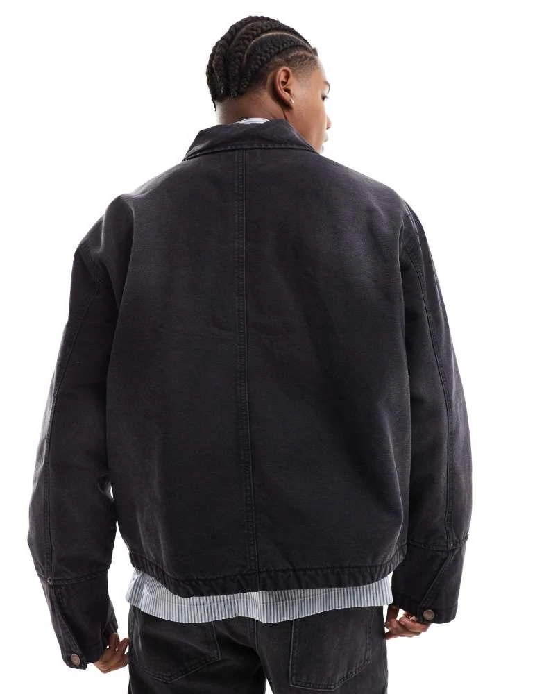 Weekday Weekday Alvaro relaxed jacket with front pockets in washed black 4