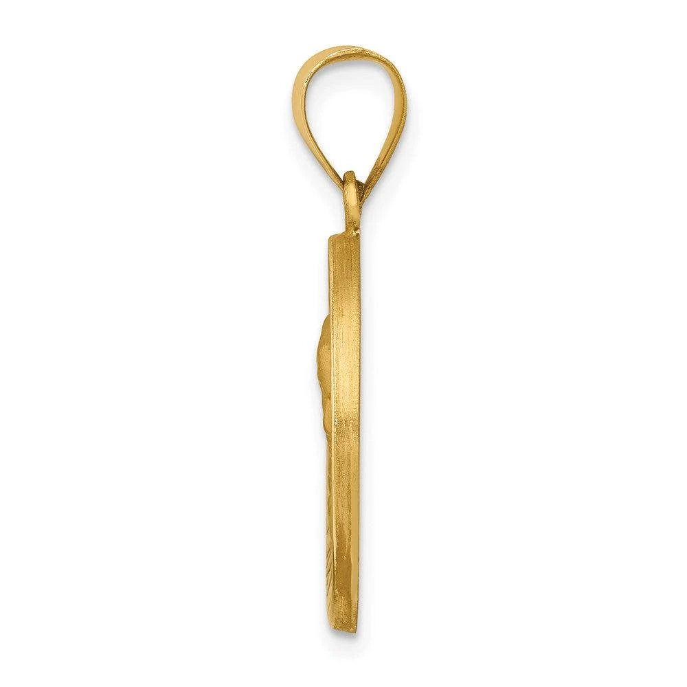 Diamond2Deal 14k Yellow Gold Polished and Satin Our Lady of Sorrows Medal Hollow Pendant 2