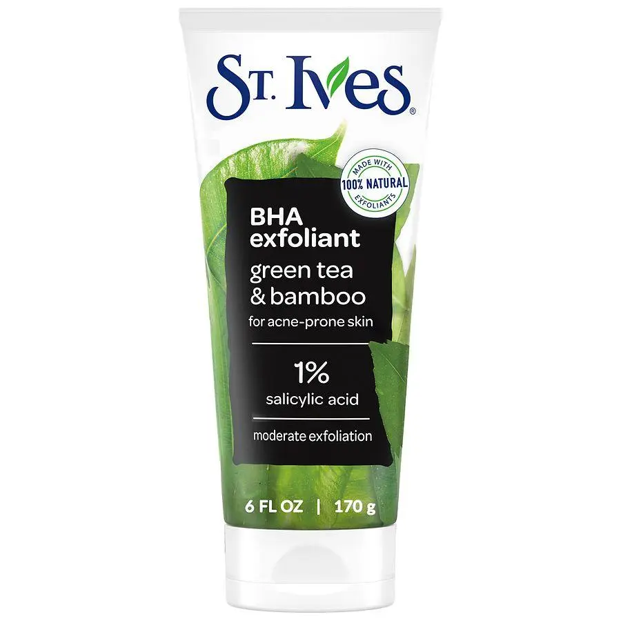 St. Ives BHA Scrub, Moderate Exfoliating Cleanser for Acne-Prone Skin Green Tea & Bamboo