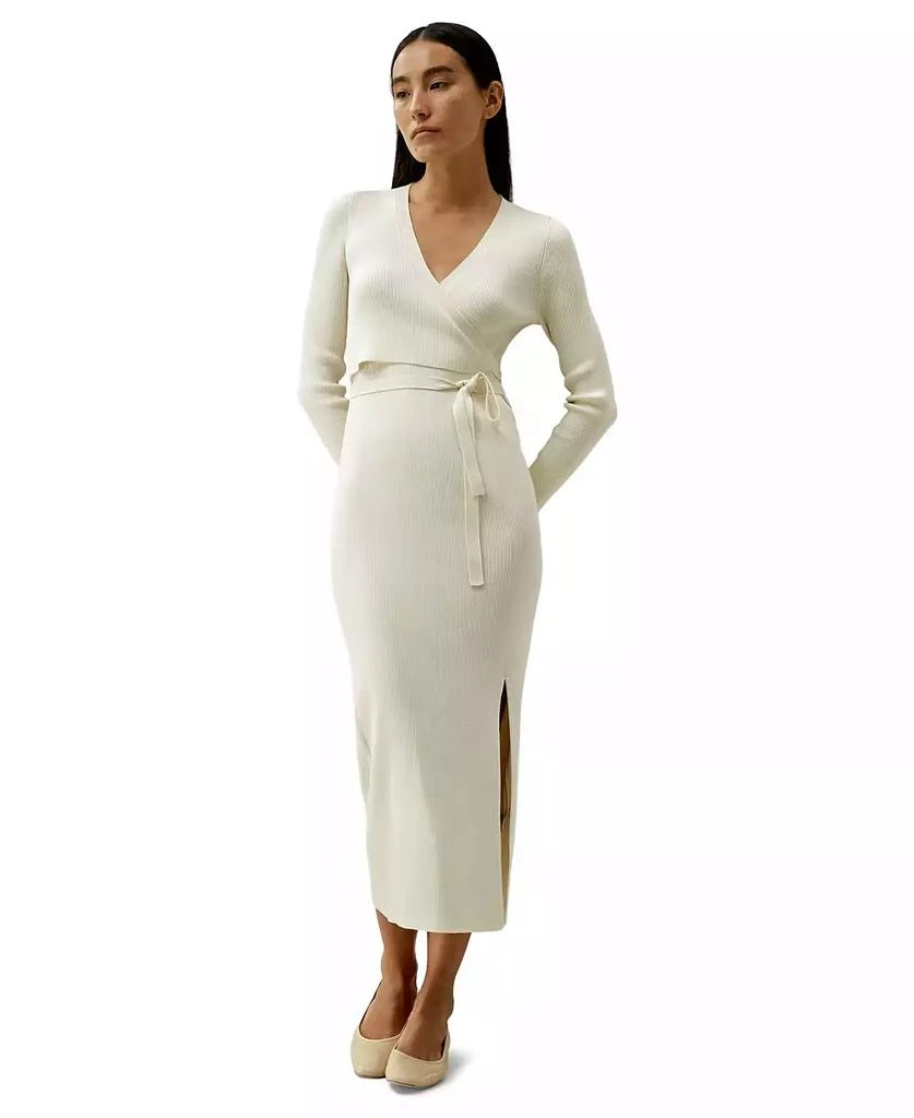 lily silk white dress Lilysilk Women's Elegant Wrap-Front Silk Knit Dress