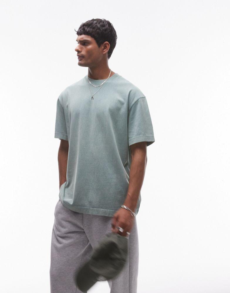 Topman Topman oversized t-shirt in washed green