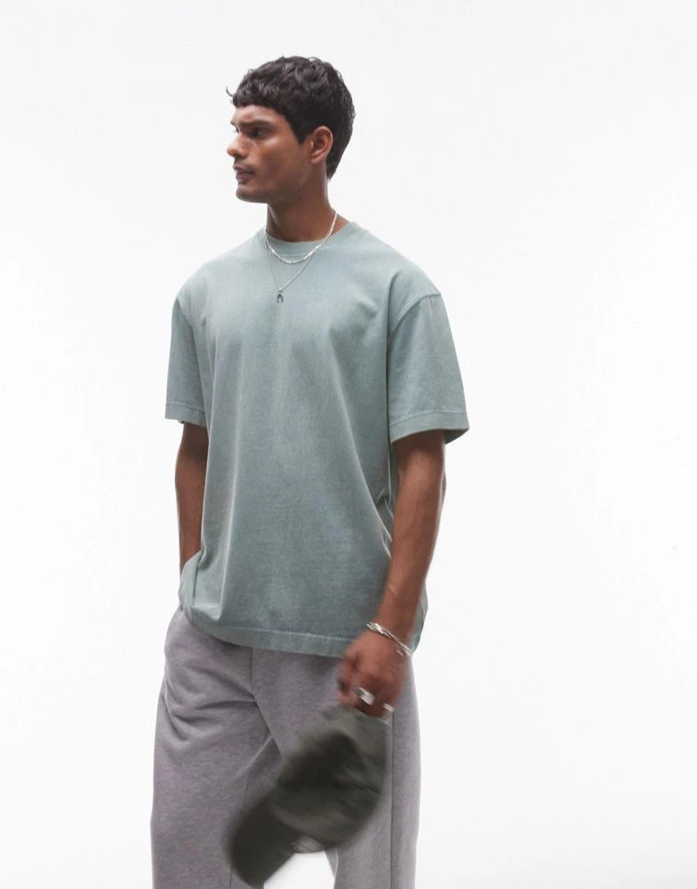 Topman Topman oversized t-shirt in washed green 1