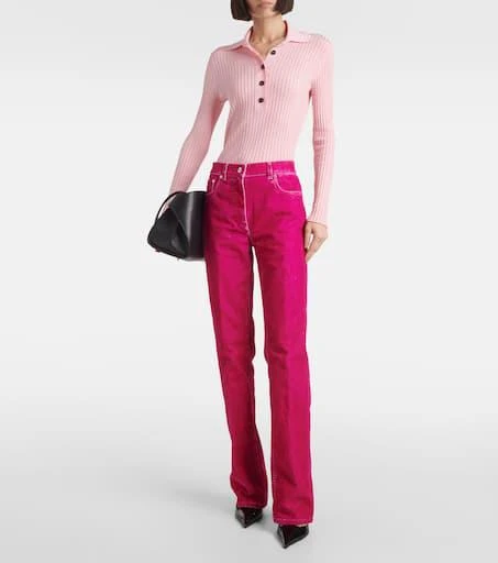 Salvatore Ferragamo Cotton-blend drill straight pants 2