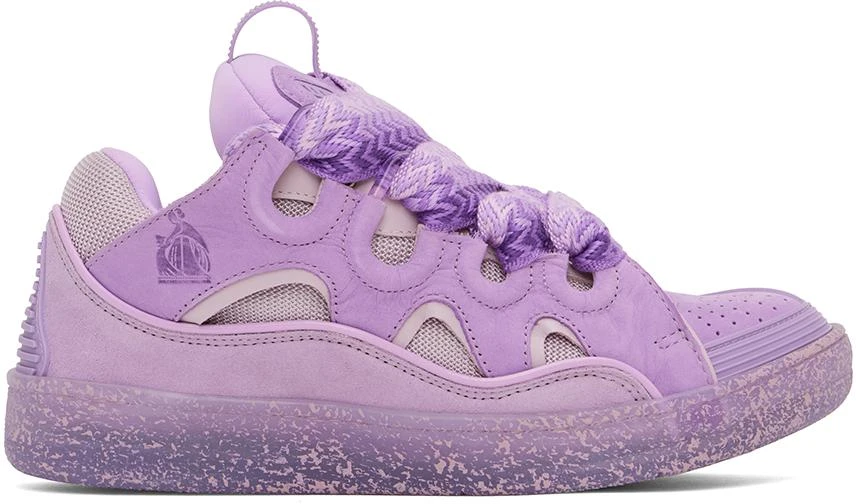 Lanvin Purple Leather Curb Sneakers 1