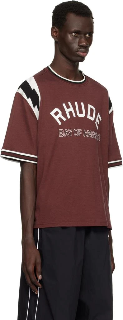 Rhude Burgundy 'Rhude' Lightning Ringer Jersey T-shirt 2
