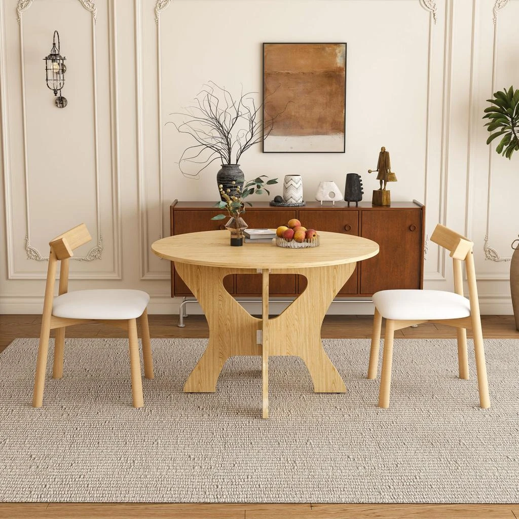 Streamdale Furniture Streamdale 43" Folding Dining Table Set with 2 Chairs, Wild Oak Veneer, Space Saving
