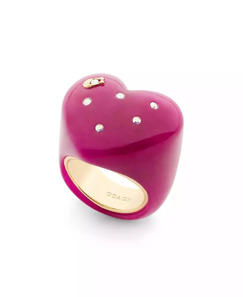 Coach Faux Stone Vintage Charms Signature Heart Cocktail Ring 2
