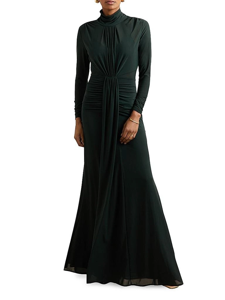 Reiss Danni Ruched Long-sleeve Maxi Dress - Dark Green