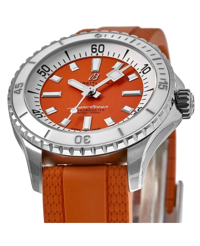 BREITLING Breitling Superocean Automatic 36 Orange Dial Rubber Strap Women's Watch A17377211O1S1 4