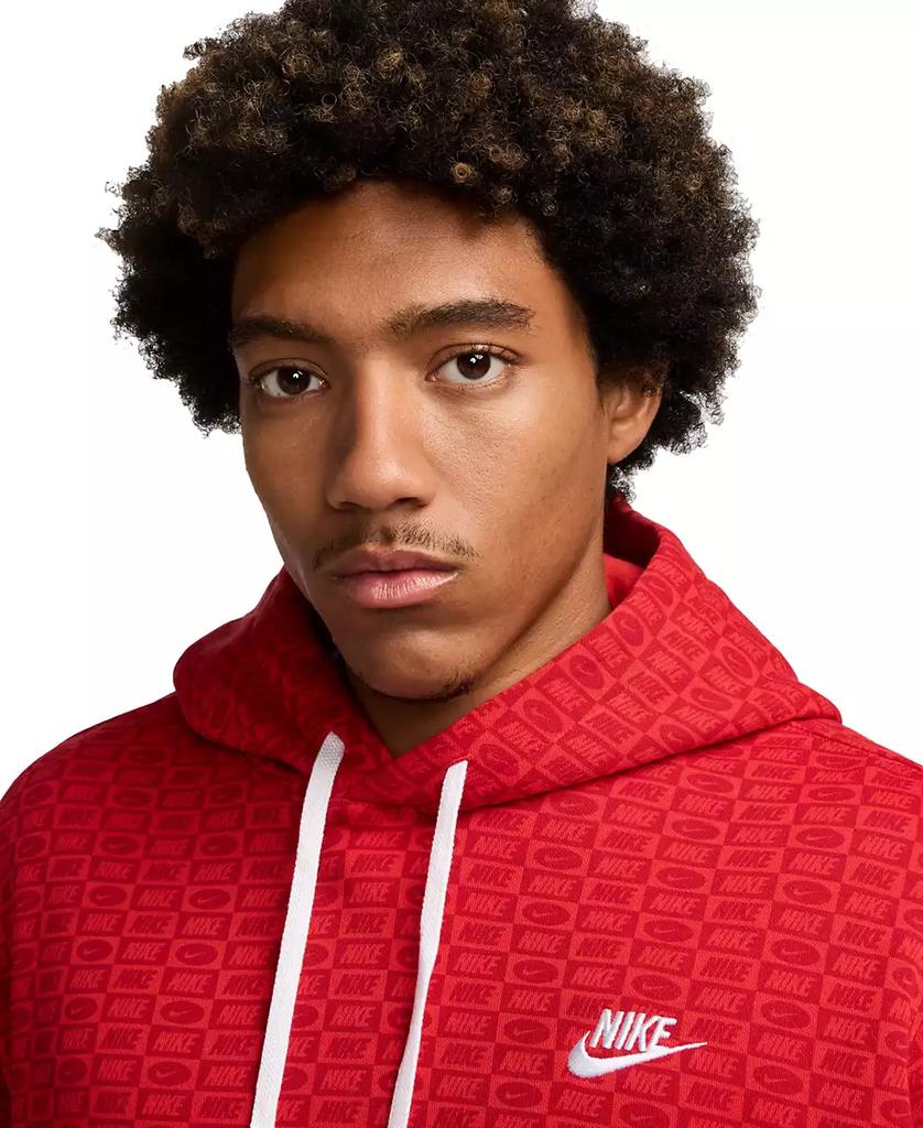 men's nike sportswear club printed pullover hoodie