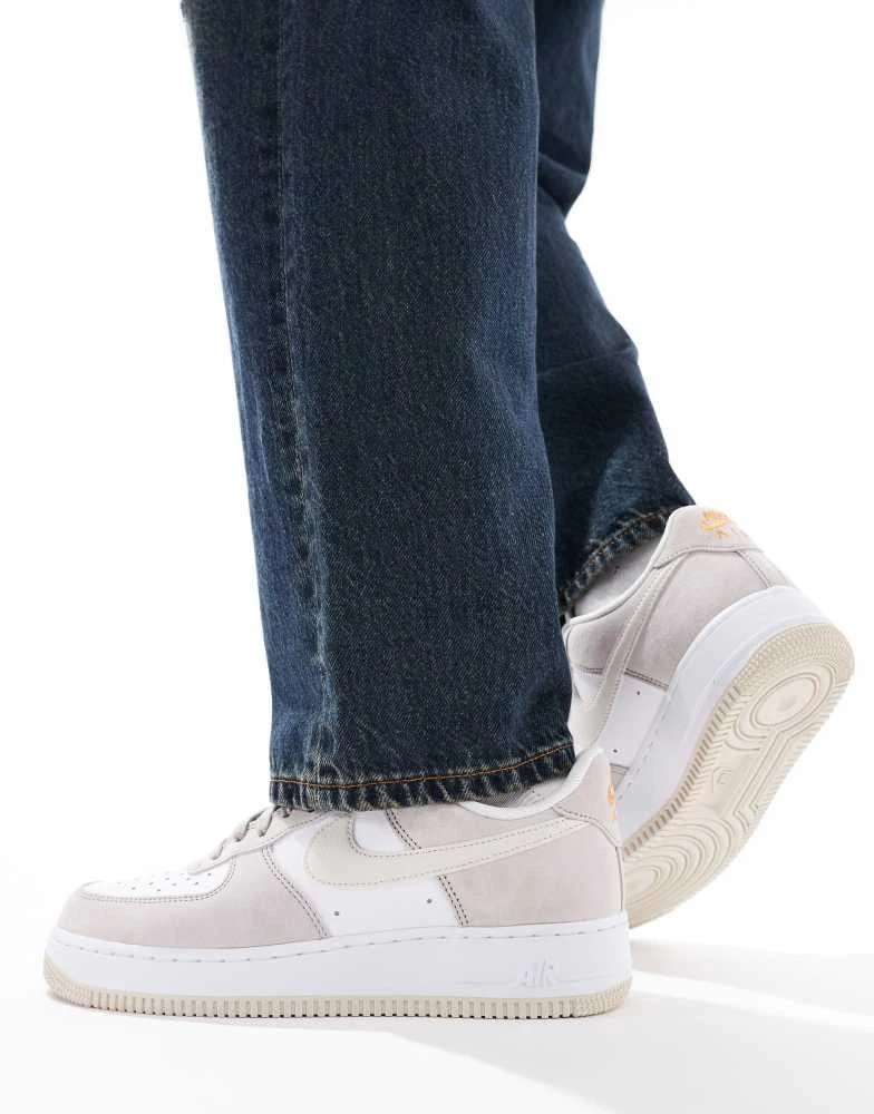 NIKE Nike Air Force 1 premium trainers in white and cream 4