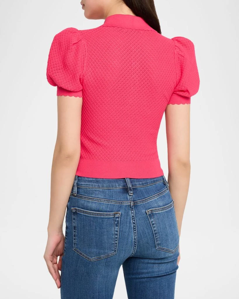 Alice + Olivia Ramona Pointelle Knit Polo 3