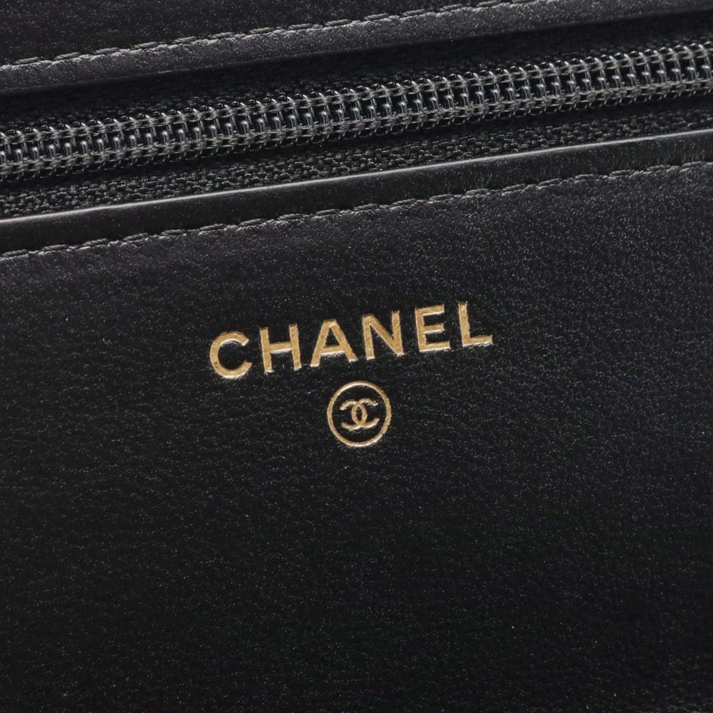 Chanel Chanel Black Lambskin Leather Pearl Wallet on Chain 6