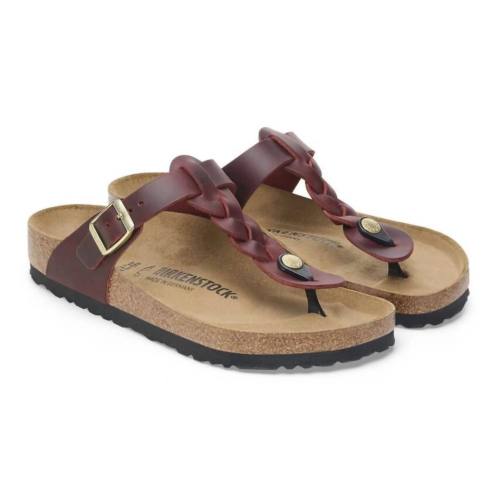 Birkenstock Women's Gizeh Braided Oiled Leather Sandals In Zinfandel 2