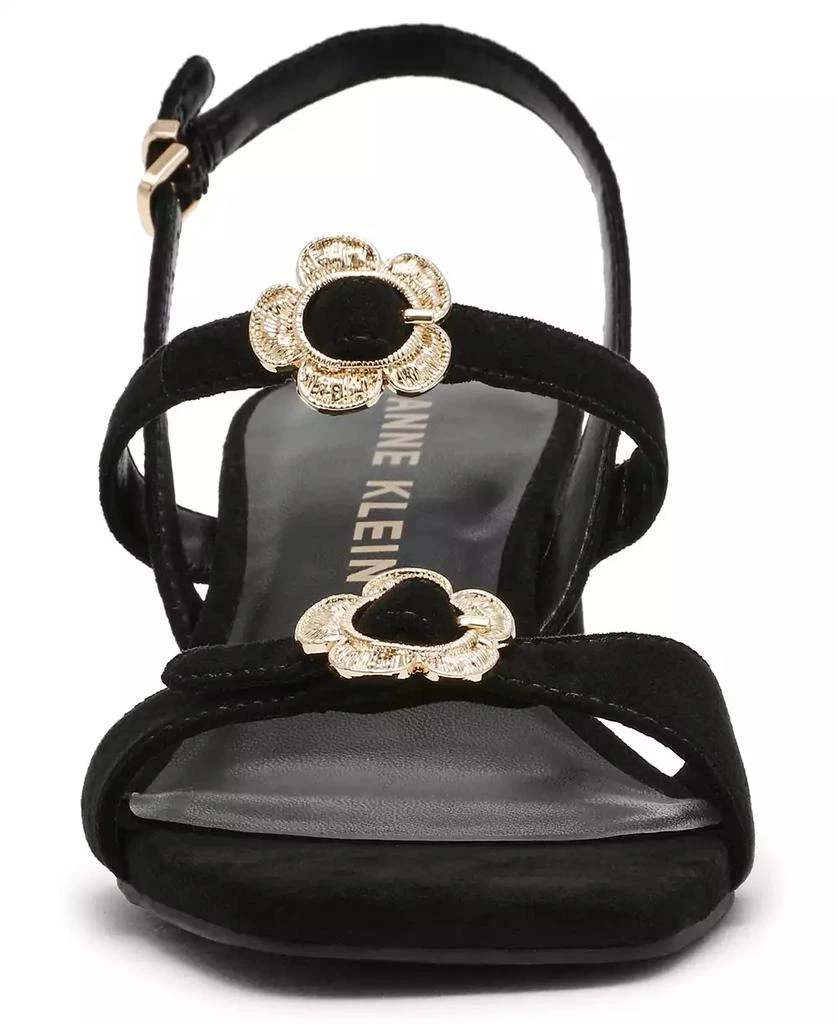 Anne Klein Women's Felipa Flower Embellished Block Heel Dress Sandals 7