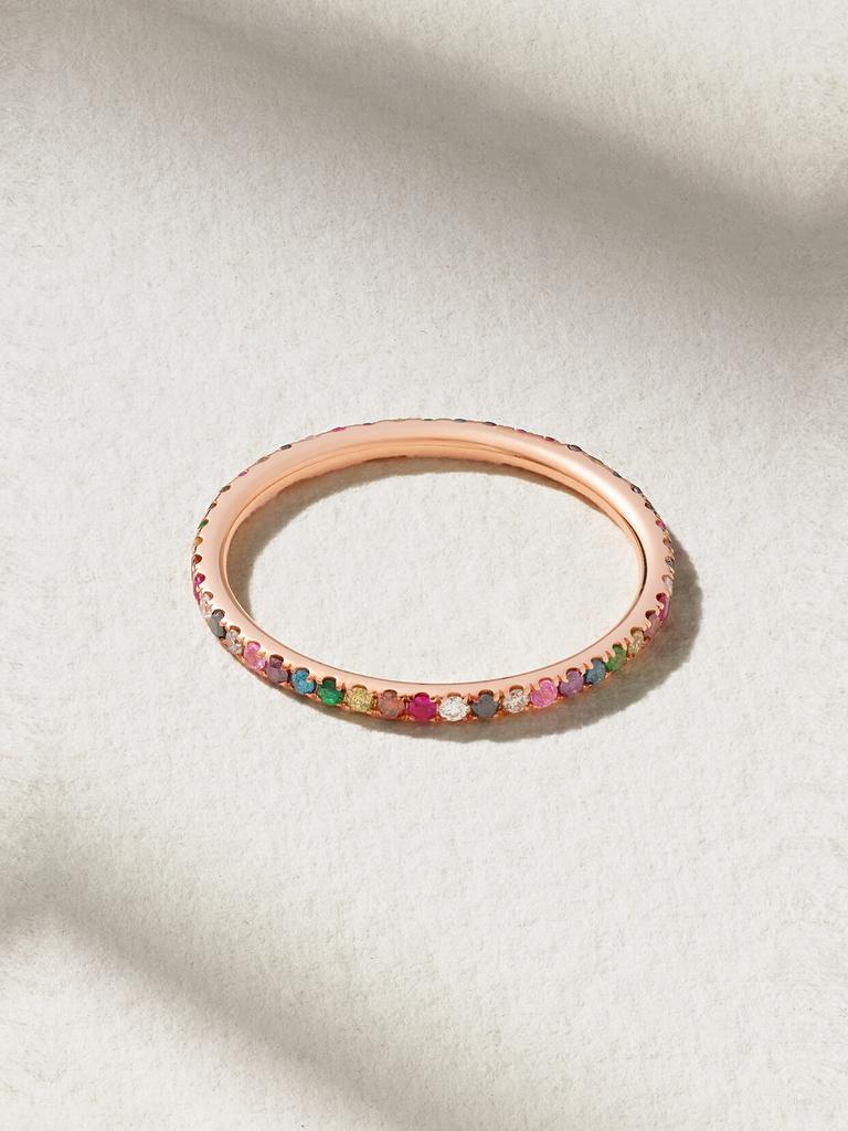 Ileana Makri Thread 18k 玫瑰金多种宝石戒指