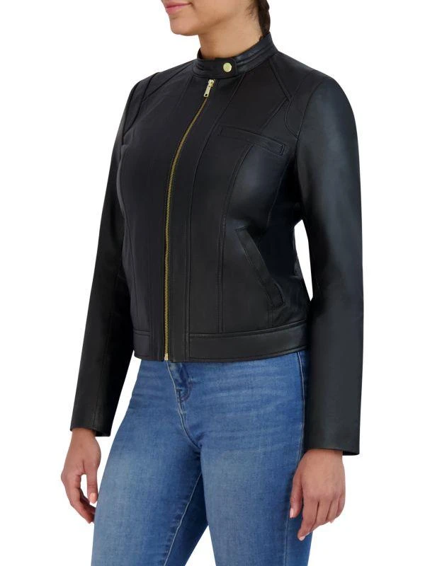 Cole Haan Leather Moto Jacket 3