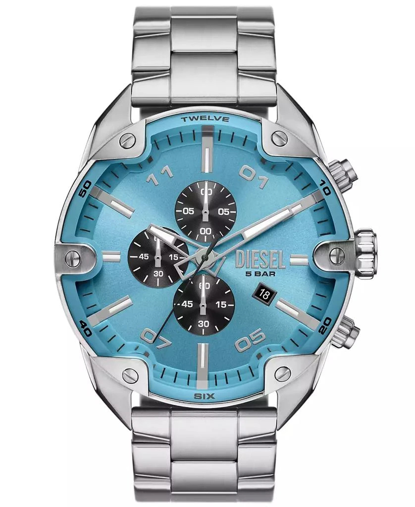 Diesel Men's Spiked Chronograph Silver-Tone Stainless Steel Watch