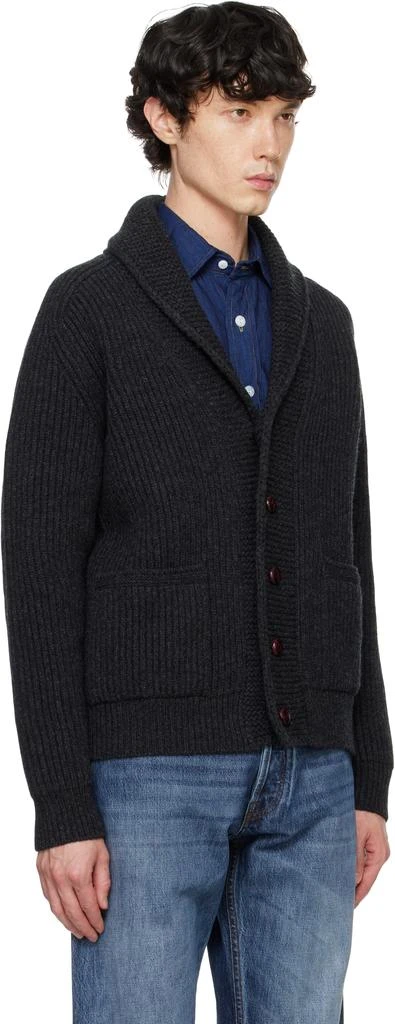 Drake's Gray Lambswool Shawl Collar Cardigan 2