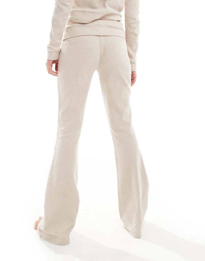 ASOS ASOS DESIGN lounge waffle hoodie & foldover trouser in beige 3