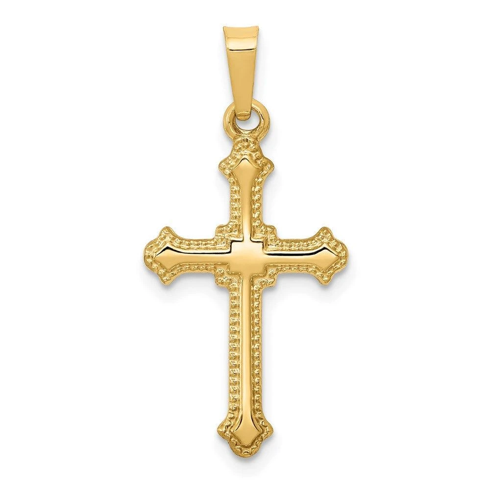 Diamond2Deal 14k Yellow Gold Polished Fleur de Lis Cross Pendant