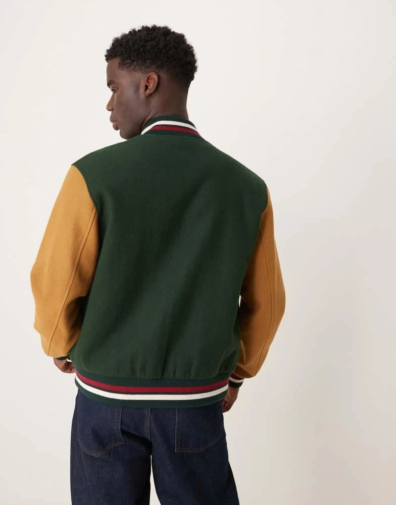 Gant GANT wool blend varsity logo jacket in green 2