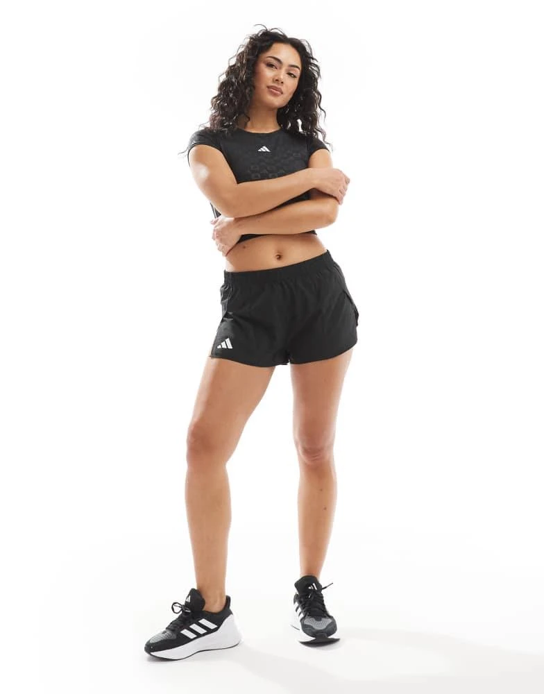 Adidas adidas Running Adizero split shorts in black 1