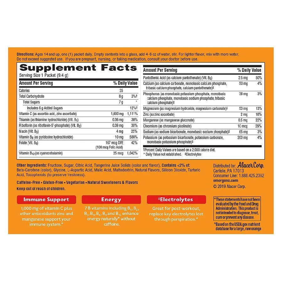 Emergen-C Daily Immune Support Drink with 1000 mg Vitamin C, Antioxidants & B Vitamins Tangerine 4