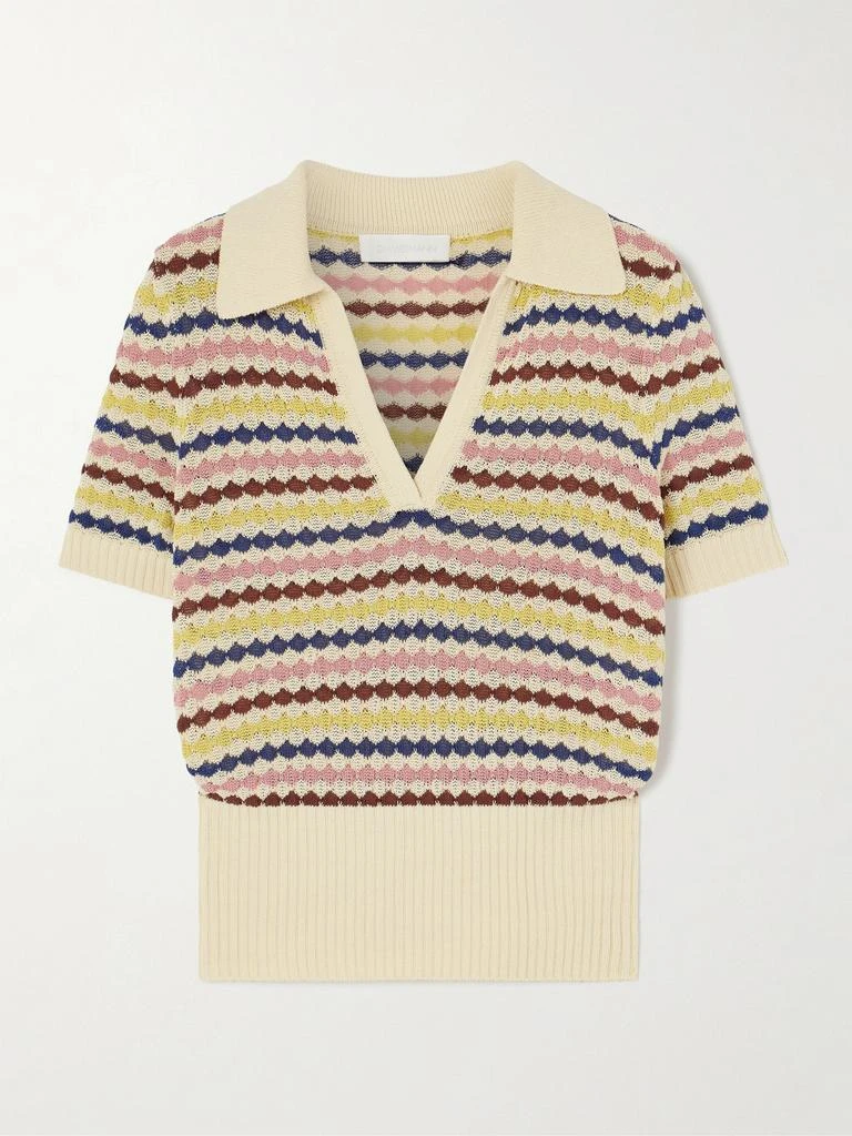 Zimmermann Awaken Striped Cotton-blend Polo Shirt