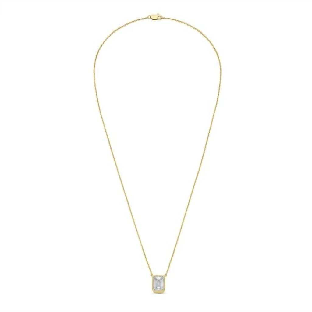 Diana M Jewels Diana M Jewels - 3.00cts Lab Grown Emerald Bezel Pendant Necklace 2