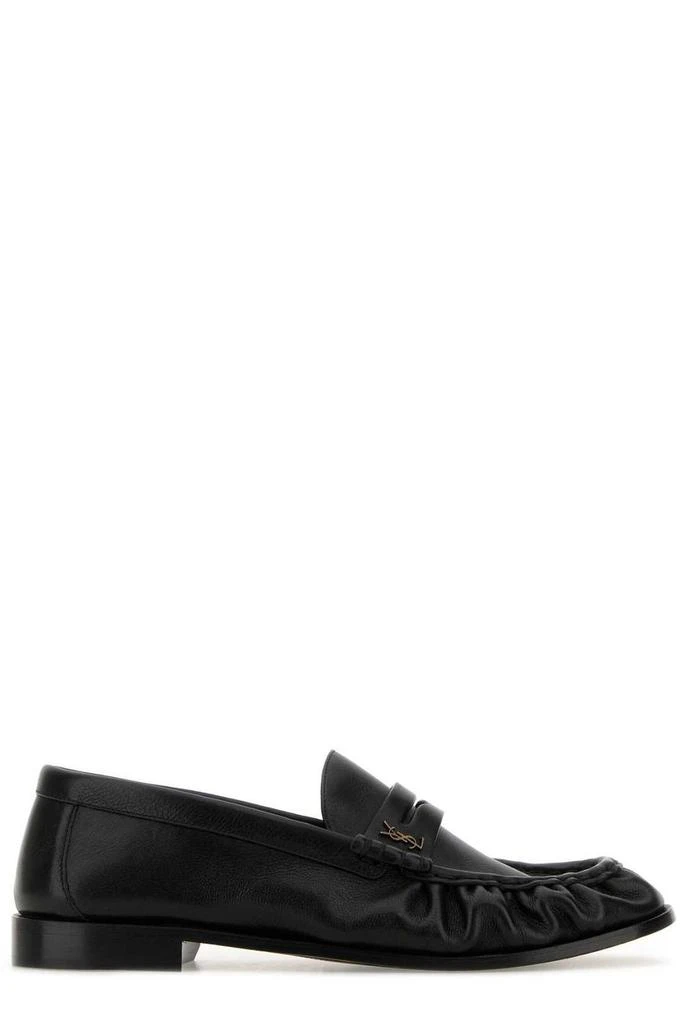 Shop Saint Laurent Le Loafer Logo Plaque Slip-On Loafers on  display picture 3