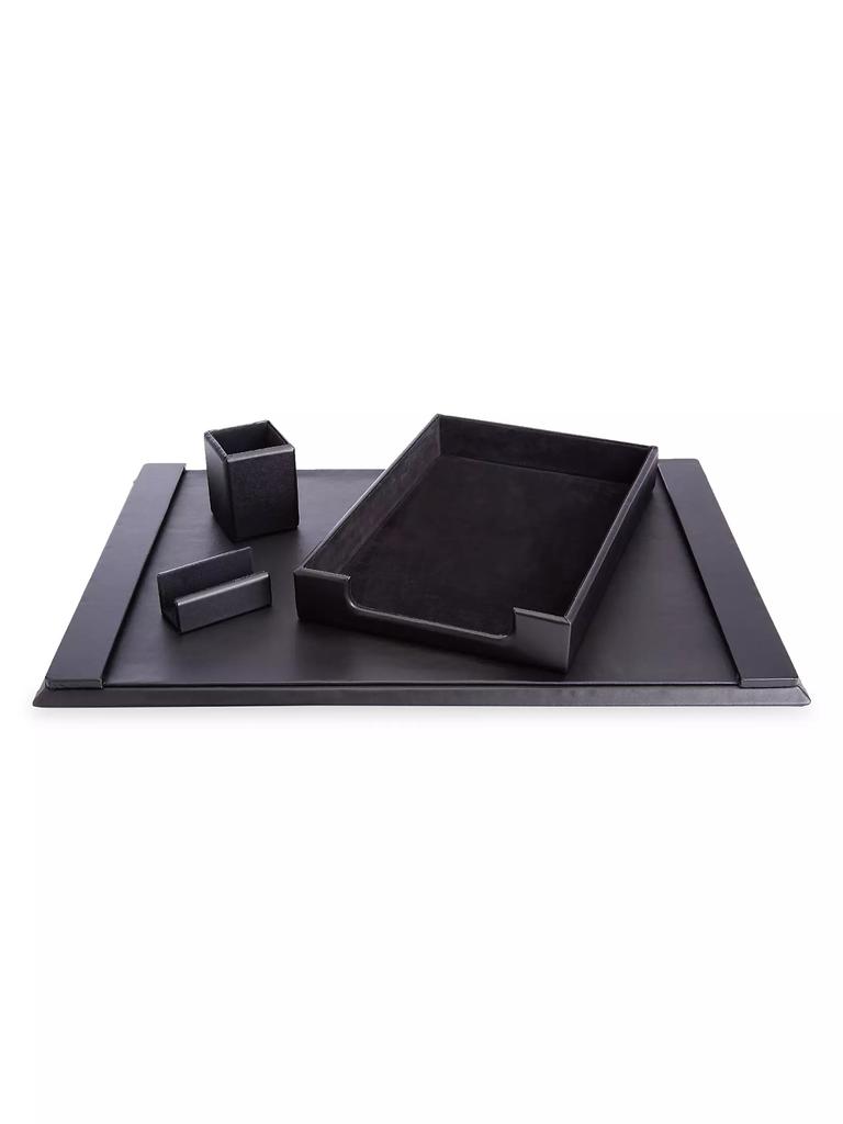 Royce New York Suede Lined Executive 4-Piece Desk Accessory Set