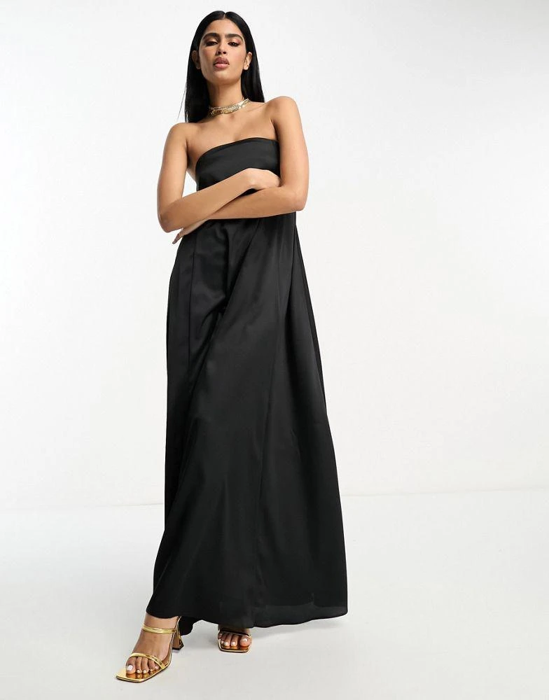 black and purple maxi dress Black And Purple Floral Tube Maxi Dress