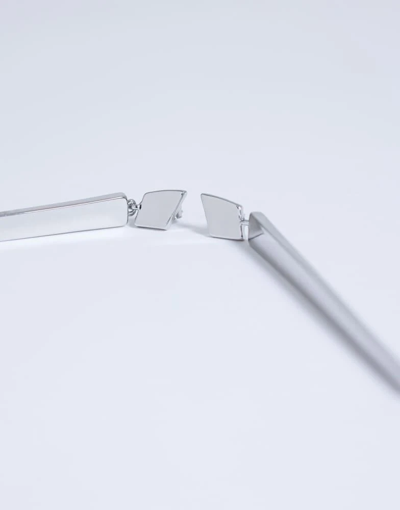 Topshop Topshop Cora asymmetric drop stud earring in silver tone 3