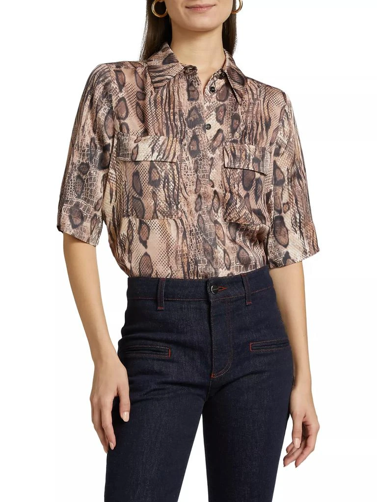 REISS Maya Snake-Print Short-Sleeve Shirt 3