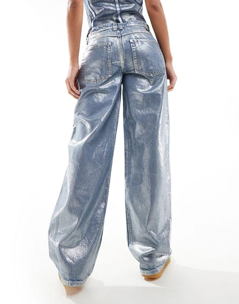 ASOS ASOS DESIGN  baggy  jean in metallic silver 4